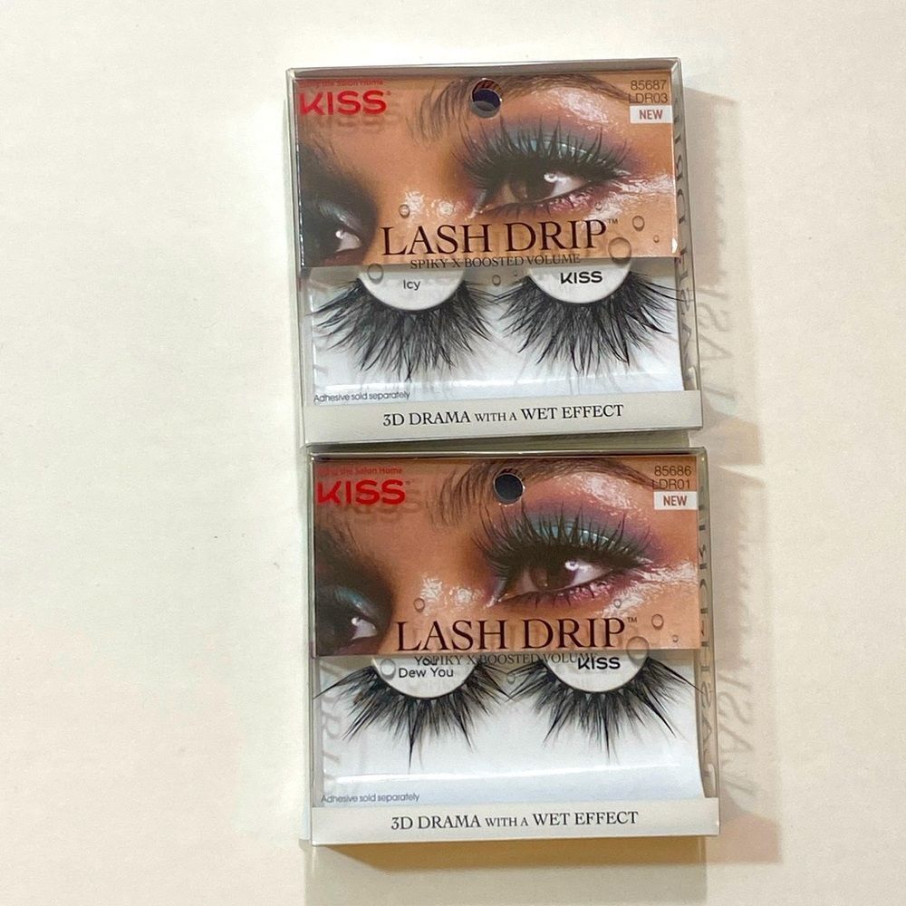 Lot 2 Kiss Lash Drip 85687 LDR03 & 85686 LDR01 3D Drama A Wet Effect